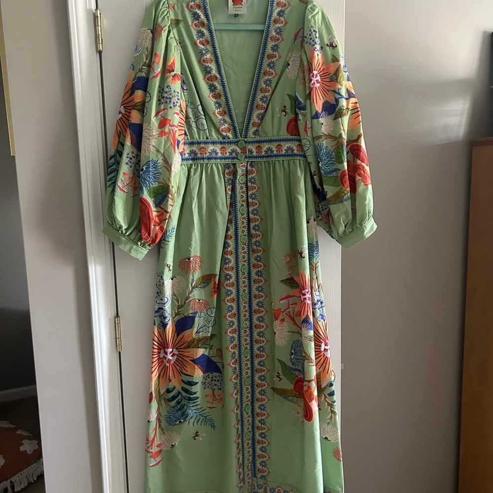 Farm Rio green bright yard maxi dress - Picture 5 of 10